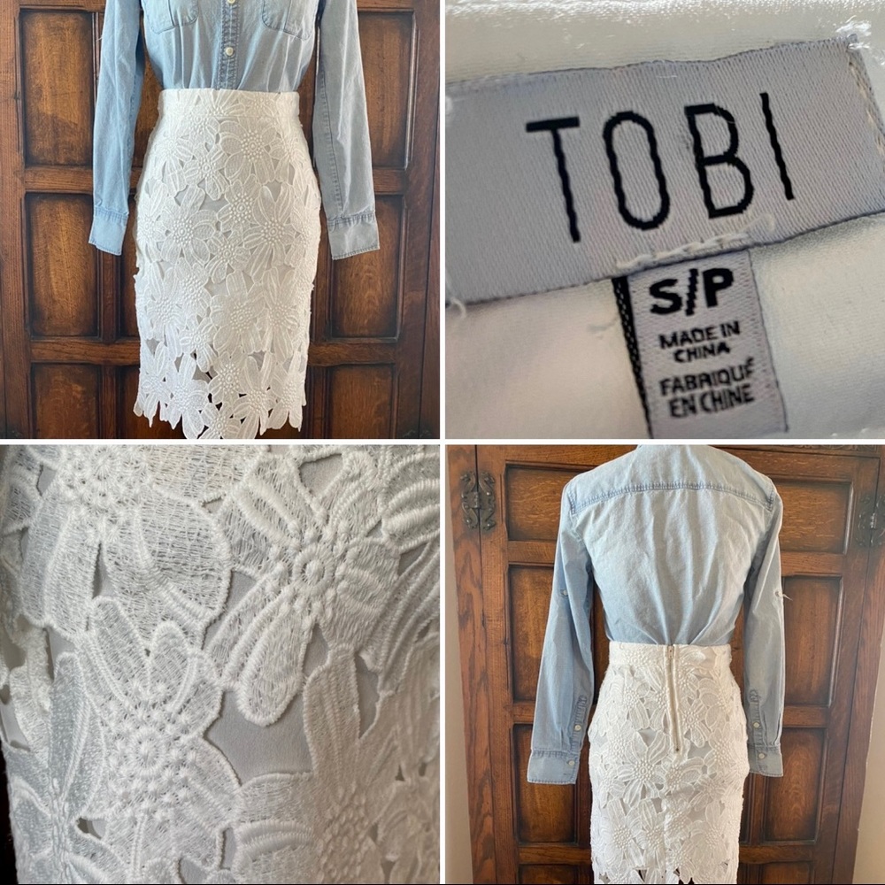 Adorable and chic white lace pencil skirt